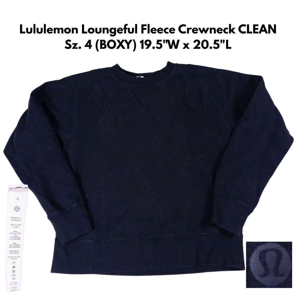 Lululemon Loungeful Crewneck Pullover Size 4 Black Relaxed Fit 4‎ Way Stretch